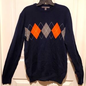 Old Navy Men's Navy Blue Argyle Pullover Sweater - Size Medium